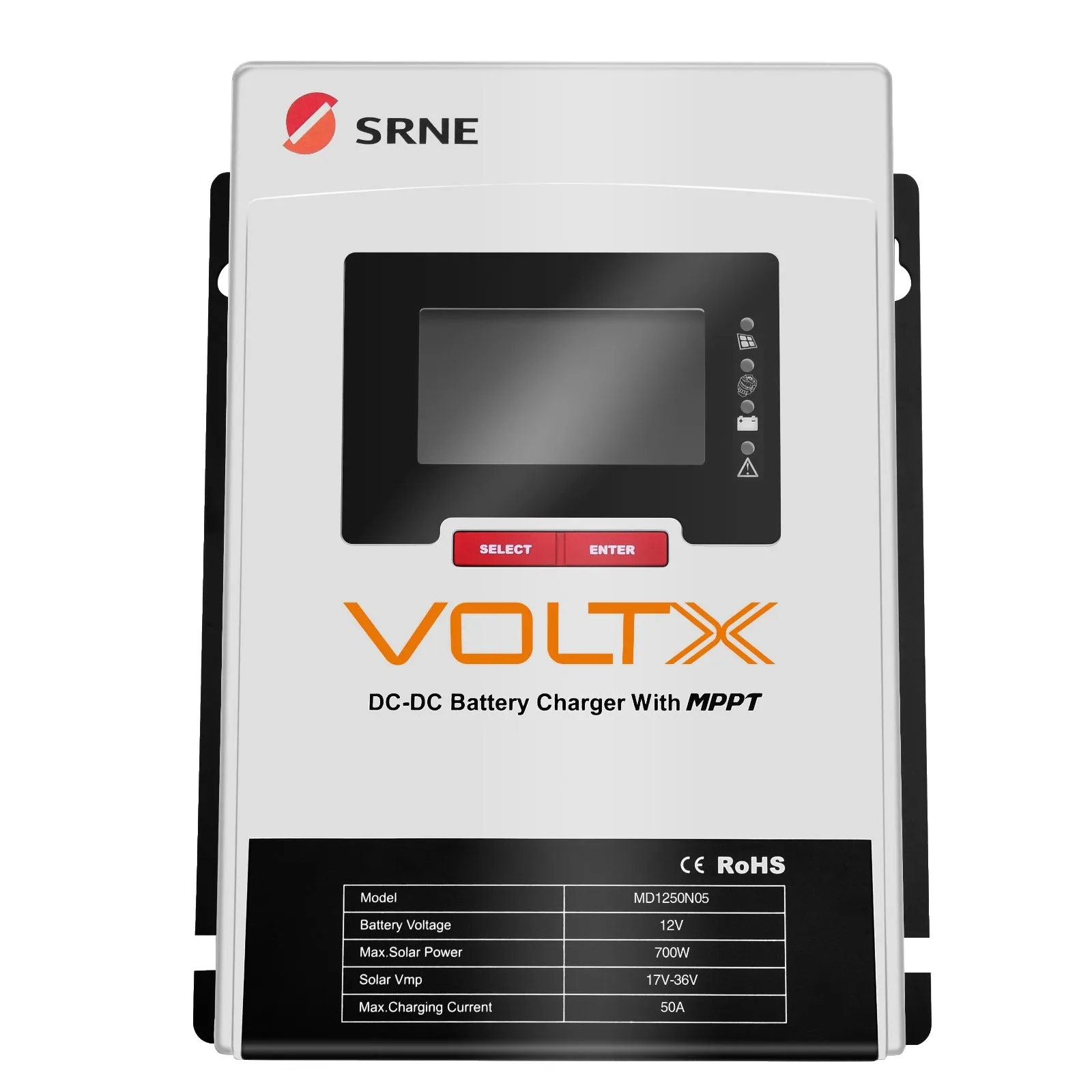 VoltX SRNE 12V 50A DC-DC MPPT LiFePO4 Battery Charger with Bluetooth