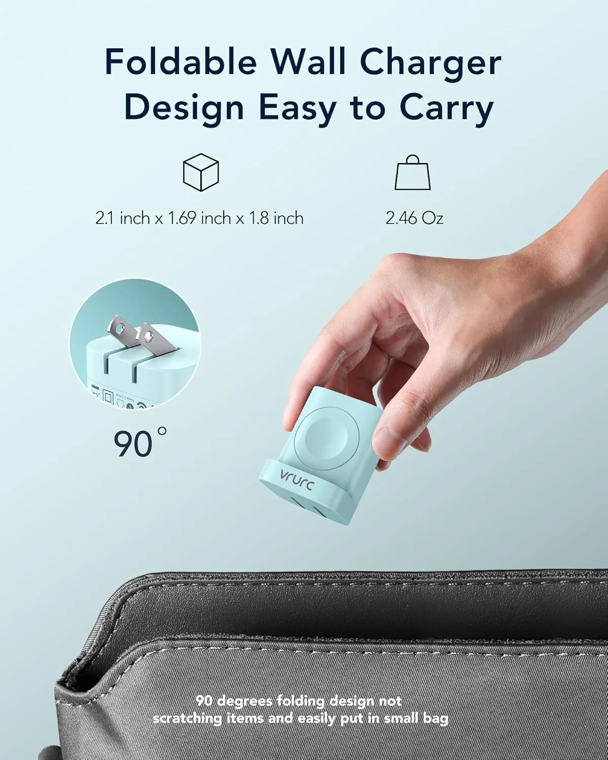 VRURC for Apple Watch Charger, Wireless Magnetic Portable iWatch Charger, PD 20W 3-in-1 Travel Essentials Fast Charging Block for iWatch Ultra/SE/10/9/8/7/6/5/4/3/2, iPhone 16/15/14/13,Android-Green