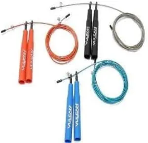 Vulcan Double Under Speed Rope Adjustable High-Performance Jump Rope | Advanced Bushing System Facilitates Low-Friction Rotation | Versatile Handle Lengths for Enhanced Control - Black | Red | Blue