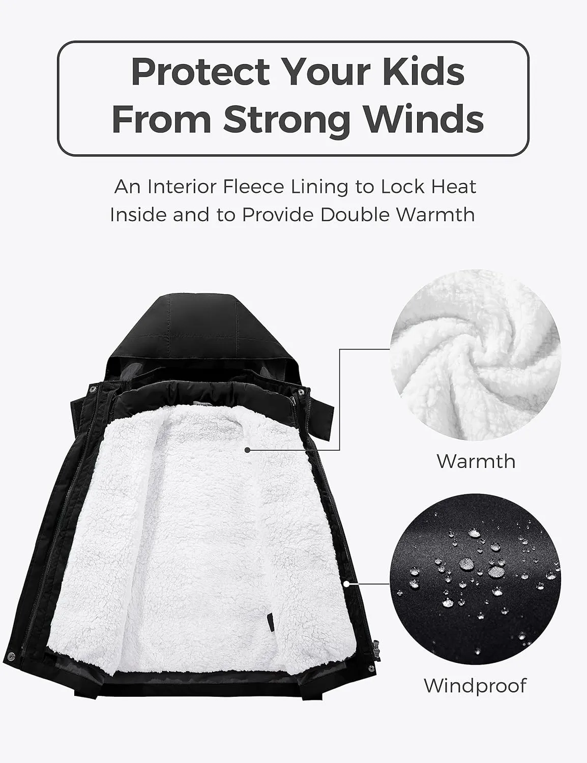 wantdo Boy's Ski Jacket Waterproof 3 in 1 Snow Coat Warm Fleece Winter Coat