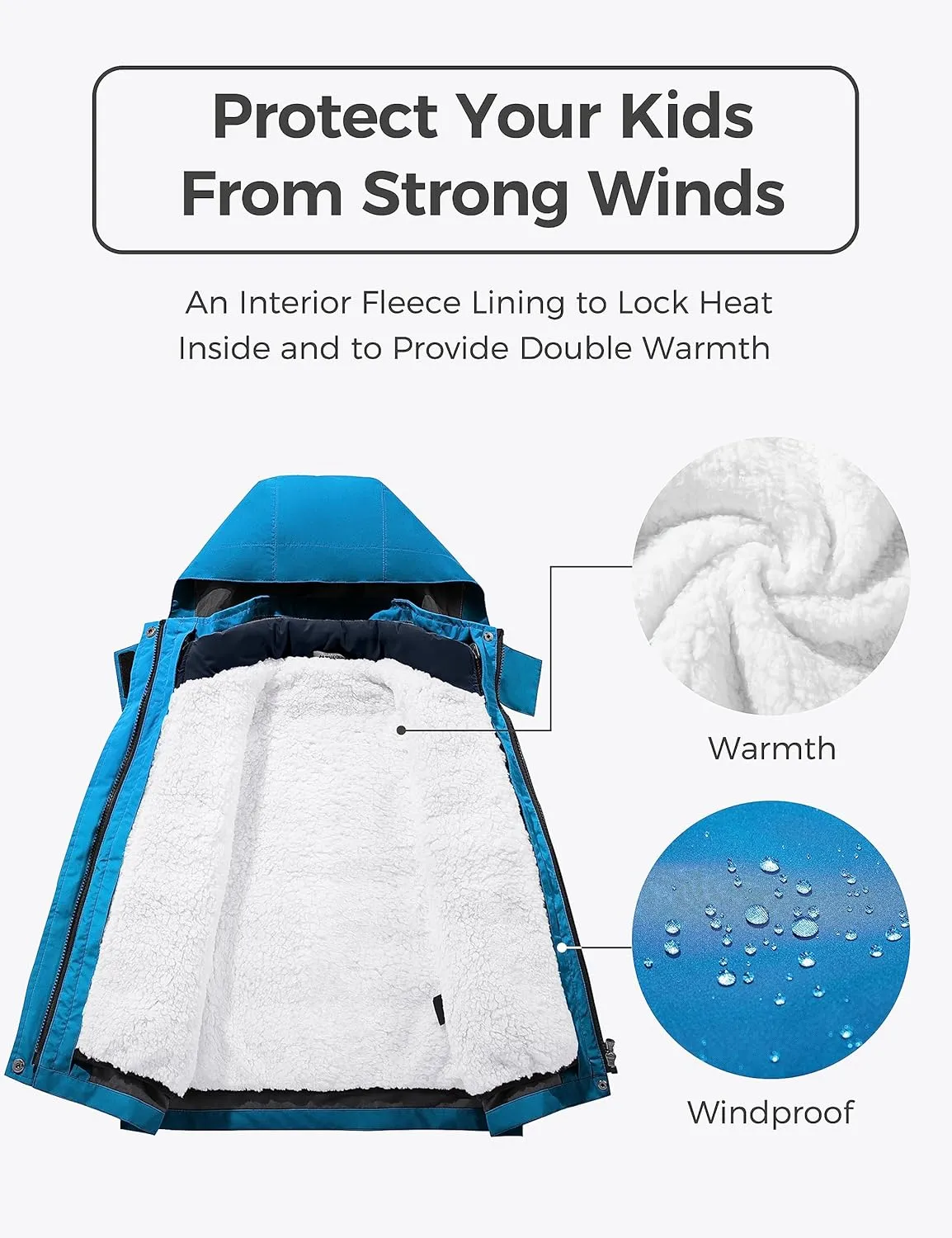wantdo Boy's Ski Jacket Waterproof 3 in 1 Snow Coat Warm Fleece Winter Coat