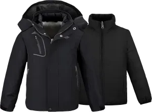 wantdo Boy's Ski Jacket Waterproof 3 in 1 Snow Coat Warm Fleece Winter Coat