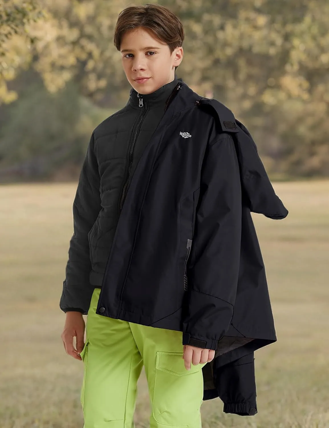 wantdo Boy's Ski Jacket Waterproof 3 in 1 Snow Coat Warm Fleece Winter Coat