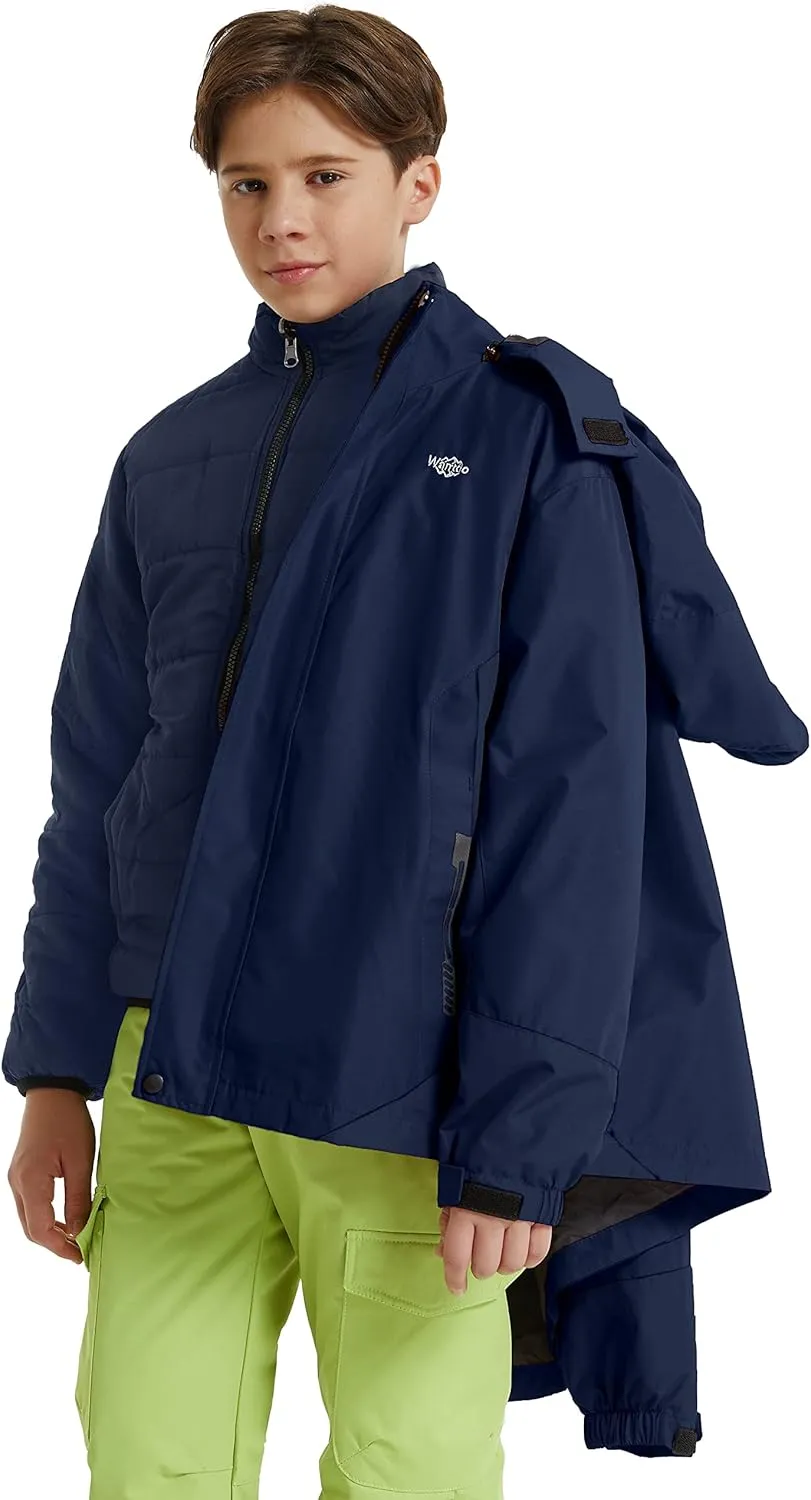 wantdo Boy's Ski Jacket Waterproof 3 in 1 Snow Coat Warm Fleece Winter Coat