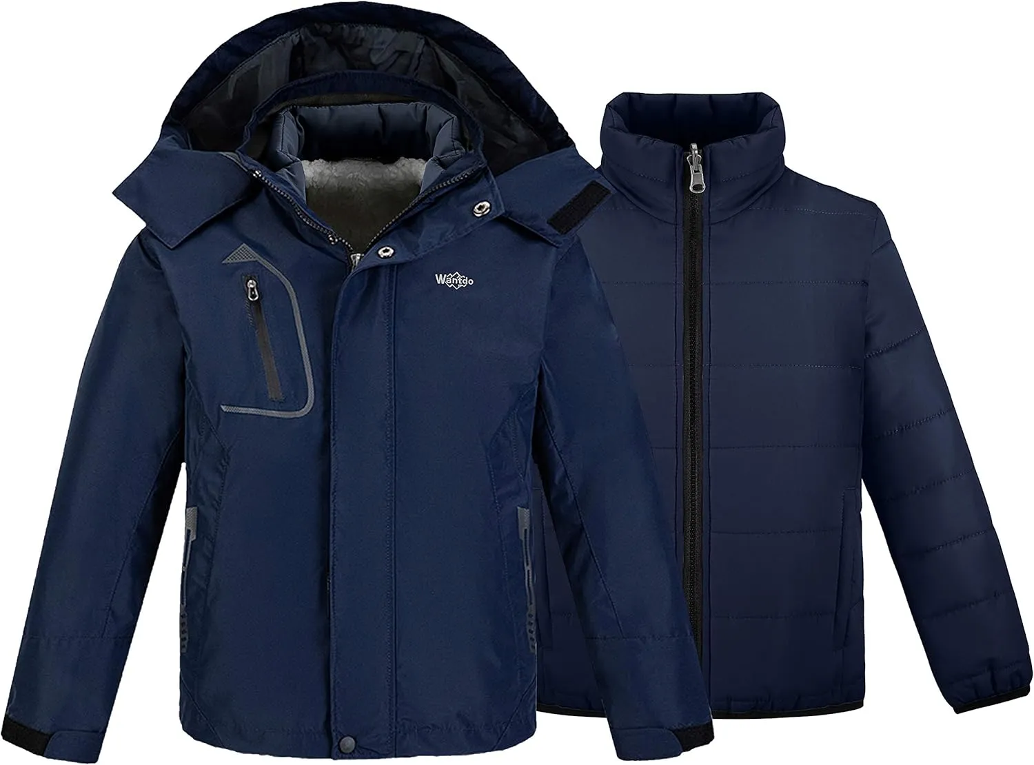 wantdo Boy's Ski Jacket Waterproof 3 in 1 Snow Coat Warm Fleece Winter Coat