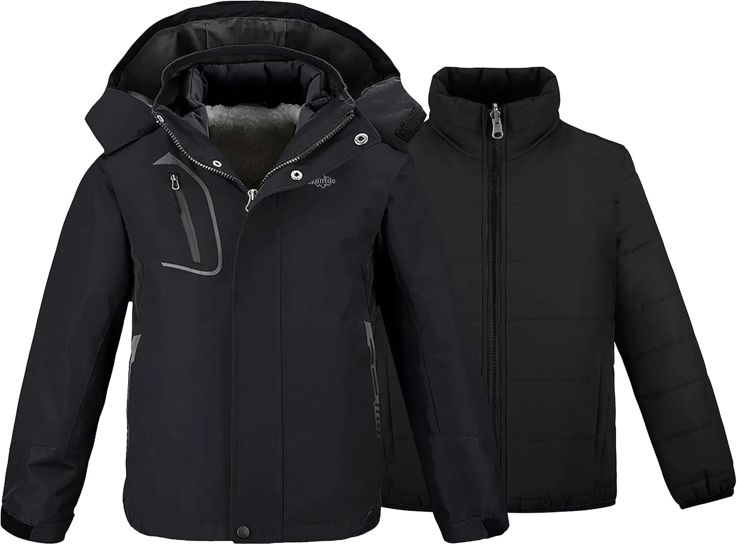 wantdo Boy's Ski Jacket Waterproof 3 in 1 Snow Coat Warm Fleece Winter Coat