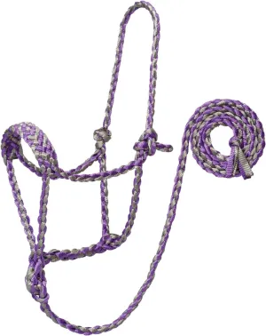 Weaver Leather 35-7820-R3 Braided Rope Halter with 6' Lead, Average, Gray/Purple