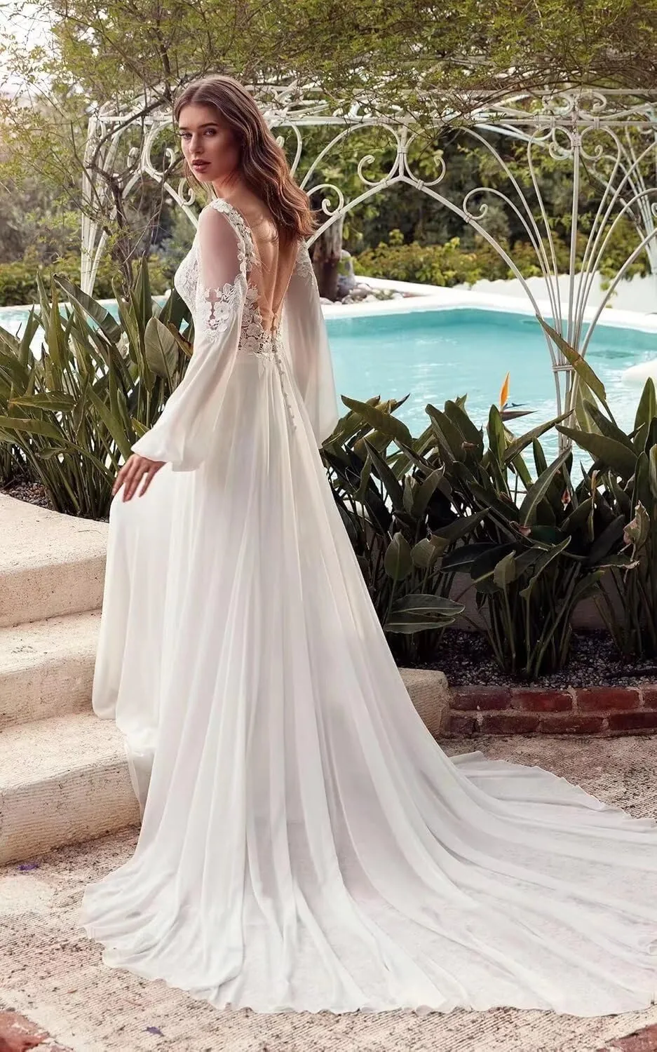Wedding Dresses for Bride 2025 Boho Beach Long Sleeve Mermaid Lace Satin Bridal Gowns