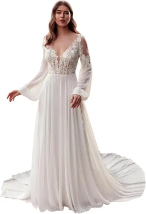 Wedding Dresses for Bride 2025 Boho Beach Long Sleeve Mermaid Lace Satin Bridal Gowns