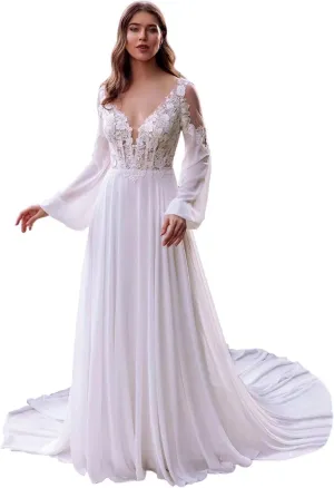 Wedding Dresses for Bride 2025 Boho Beach Long Sleeve Mermaid Lace Satin Bridal Gowns