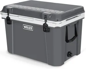 WEIZE Ultra-Light 55 Quart Hard Cooler Insulated Portable Ice Chest Box with Bottle Opener, Keeps Cold up to 7 Days for Beach, Drink, Beverage, Camping, Picnic, Fishing, Boat, Barbecue, Grey