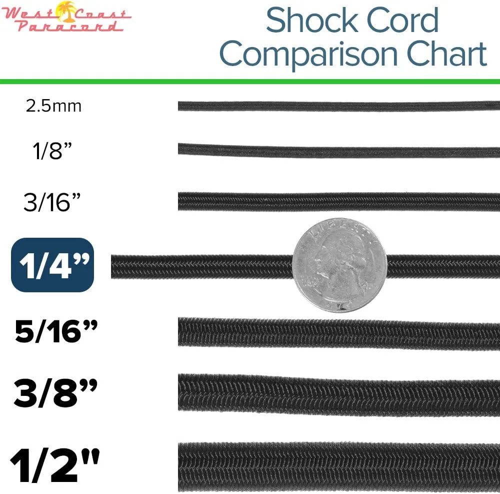 West Coast Paracord Bungee Elastic Nylon Shock Cord (1/4 Inch x 10 Feet, Coyote Brown)