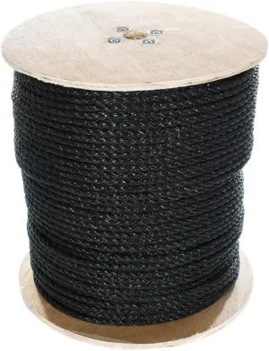West Coast Paracord Twisted 3 Strand Polypropylene Rope (Black, 1/2 Inch, 100 Feet) - Waterproof and Floats in Water