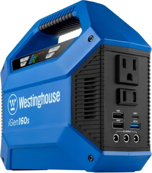 Westinghouse 155Wh 150 Peak Watt Portable Power Station & Solar Generator, Modified Sine Wave AC Outlet, Backup Lithium Battery for Camping, Home, Travel, Indoor/Outdoor Use (Solar Panel Not Included)
