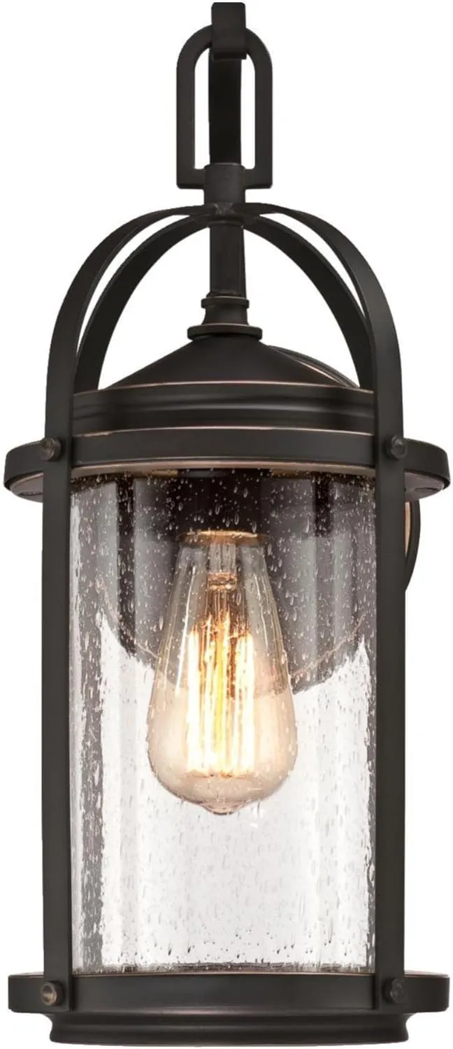 Westinghouse 6339300 Grandview One-Light Outdoor Wall Fixture, Oil Rubbed Bronze Finish with Highlights and Clear Seeded Glass, Black