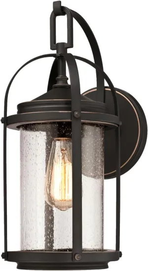 Westinghouse 6339300 Grandview One-Light Outdoor Wall Fixture, Oil Rubbed Bronze Finish with Highlights and Clear Seeded Glass, Black