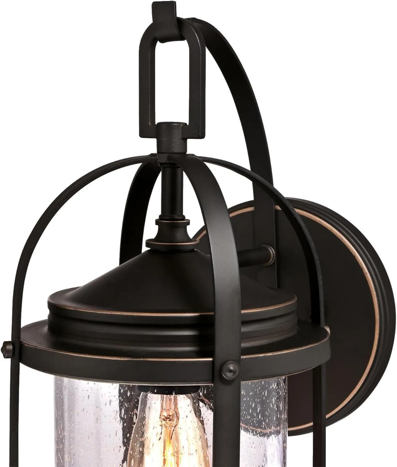 Westinghouse 6339300 Grandview One-Light Outdoor Wall Fixture, Oil Rubbed Bronze Finish with Highlights and Clear Seeded Glass, Black