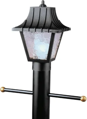 Westinghouse 6687500 One-Light Hi-Impact Polycarbonate Post-Top Exterior Lantern, Black Finish with Clear Textured Acrylic Panels