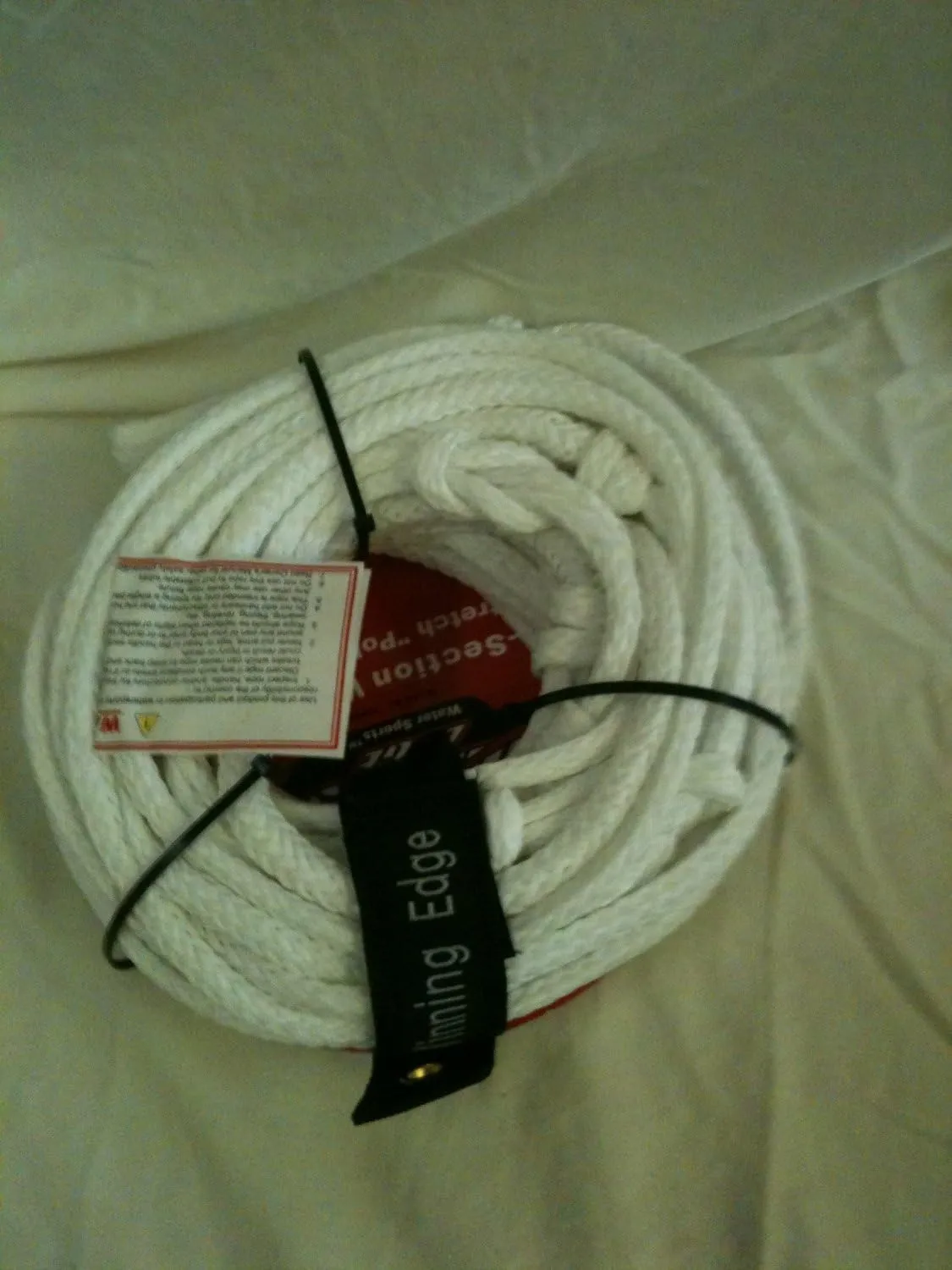 White 70' 5-Section Wakeboard Low Stretch "Ply E" Tow Line