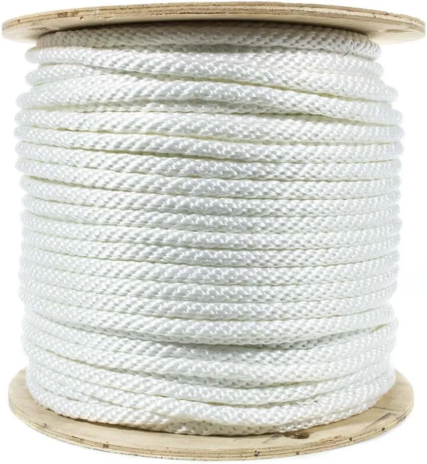 White Solid Braid Nylon Rope (1/2 Inch, 50 Feet) - Anchor, Tow-Lines, Boating, Mooring, Camping, Pulleys, Blocks, DIY Projects, Outdoors