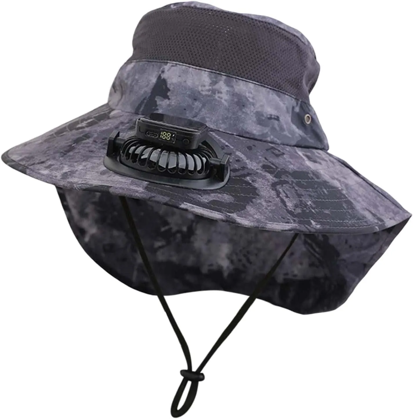 Wide Brim Fan Hat Solar Powered, UPF 50  Solar Fan Sun Hat for Fishing Outdoor Beach Hiking Camping
