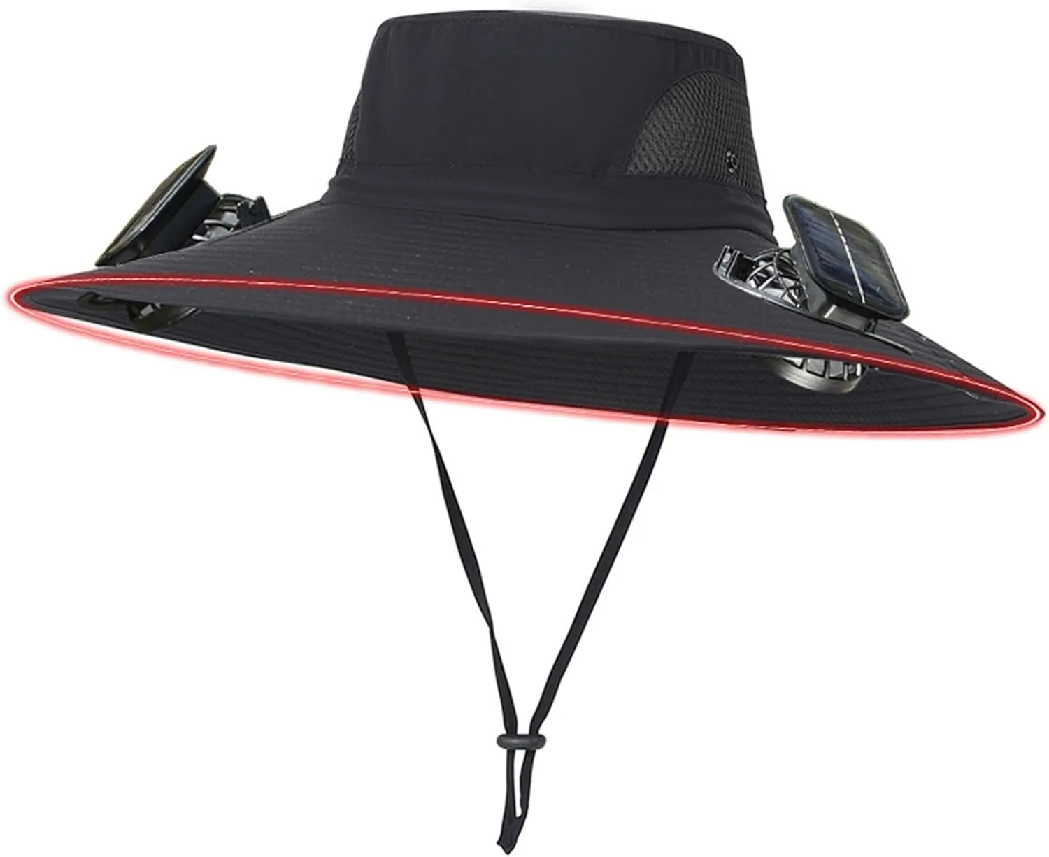 Wide Brim Sun Hat with Solar Powered Fans, UPF 50  Solar Fan Sun Hat for Hiking Fishing Camping Outdoor Beach