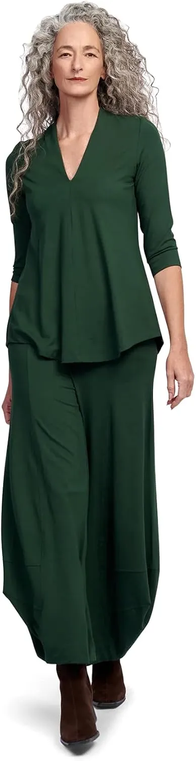 Wide Leg Lantern Essential Punto Pants, Jungle