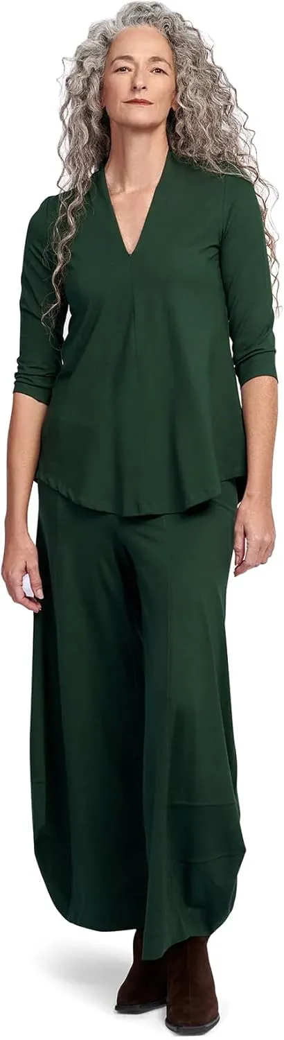 Wide Leg Lantern Essential Punto Pants, Jungle