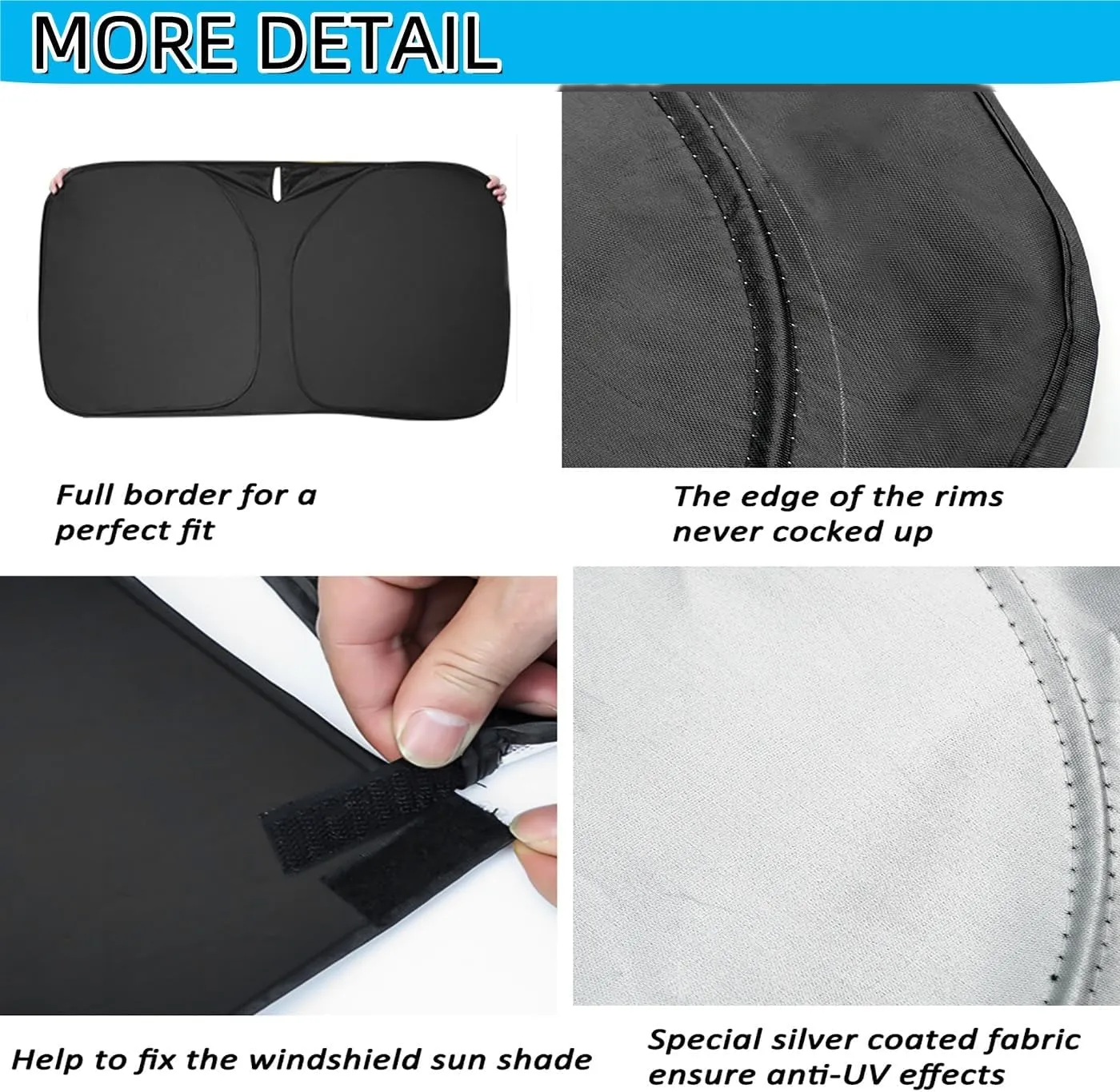 Windshield Sun Shade Compatible with Volkswagen VW Atlas 2018-2024 2025, Foldable Car Sunshade Protect Car from Sun Rays & Heat Damage, 3 Layer 210T Material