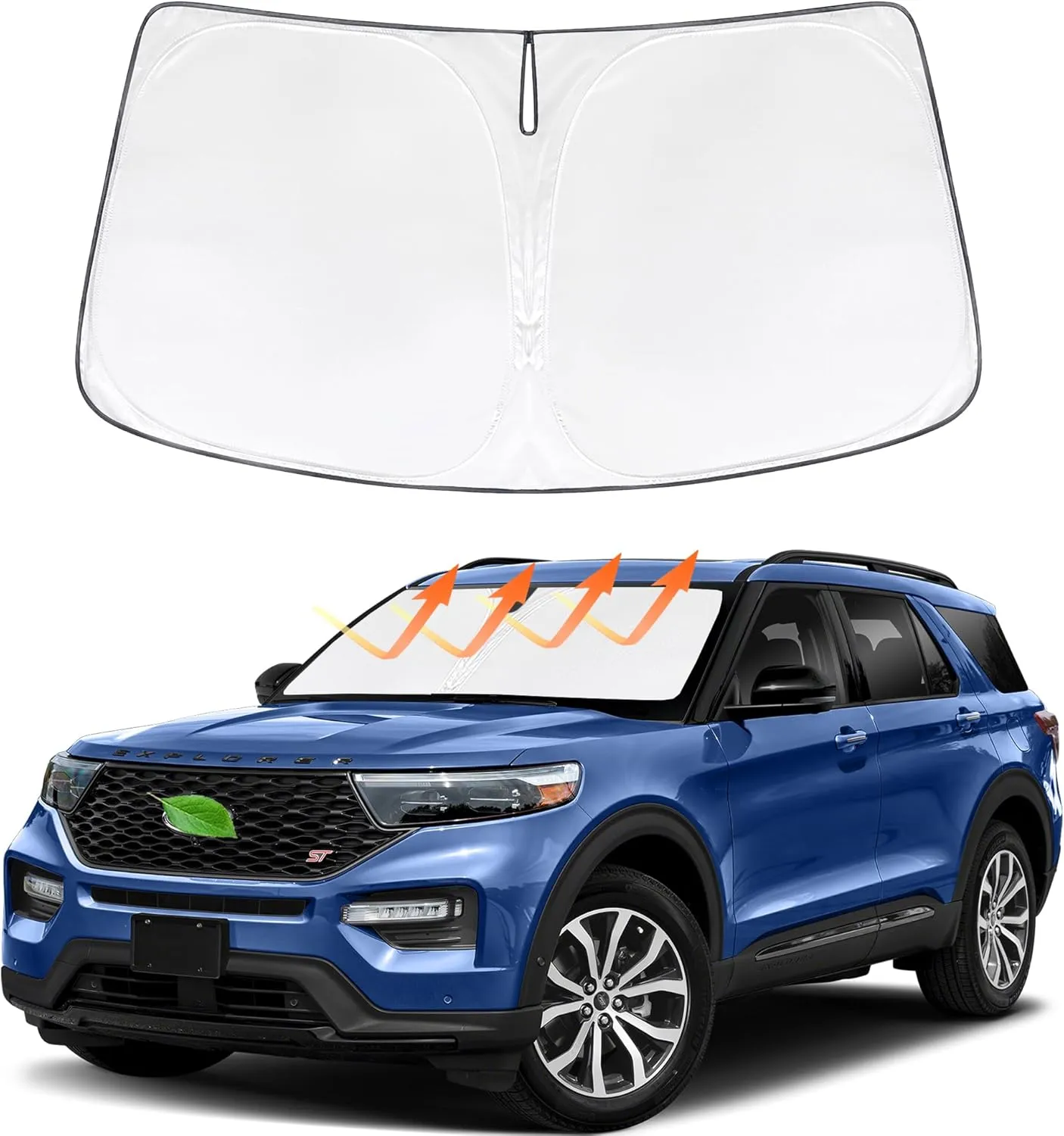 Windshield Sun Shade Custom Fit Compatible with Ford Explorer 2020-2025 Updated Foldable Window Sunshade Auto Heat Shield Sun Visor Protector Blocks UV Rays Keep Your Car Cooler