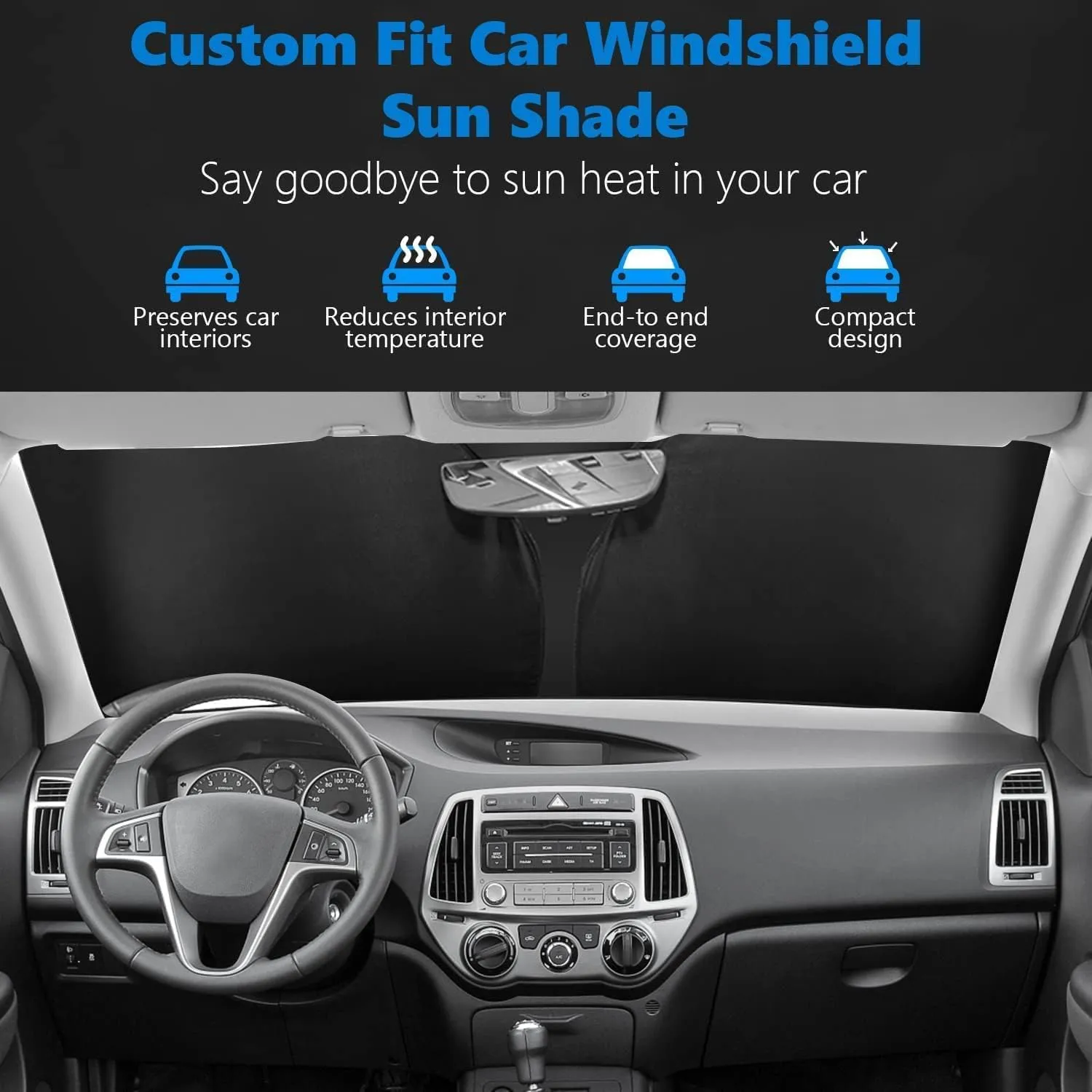 Windshield Sun Shade Custom Fit Compatible with Ford Explorer 2020-2025 Updated Foldable Window Sunshade Auto Heat Shield Sun Visor Protector Blocks UV Rays Keep Your Car Cooler