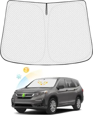 Windshield Sun Shade for 2016-2024 2025 Honda Pilot Accessories Thicken 6-Layer Foldable Front Window Sunshade Cover Sun Visor Protector Block UV Rays Keep Vehicle Cool