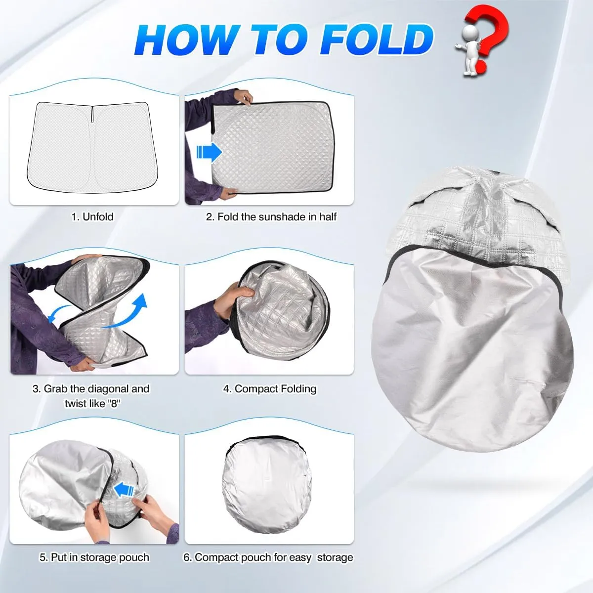 Windshield Sun Shade for 2016-2024 2025 Honda Pilot Accessories Thicken 6-Layer Foldable Front Window Sunshade Cover Sun Visor Protector Block UV Rays Keep Vehicle Cool