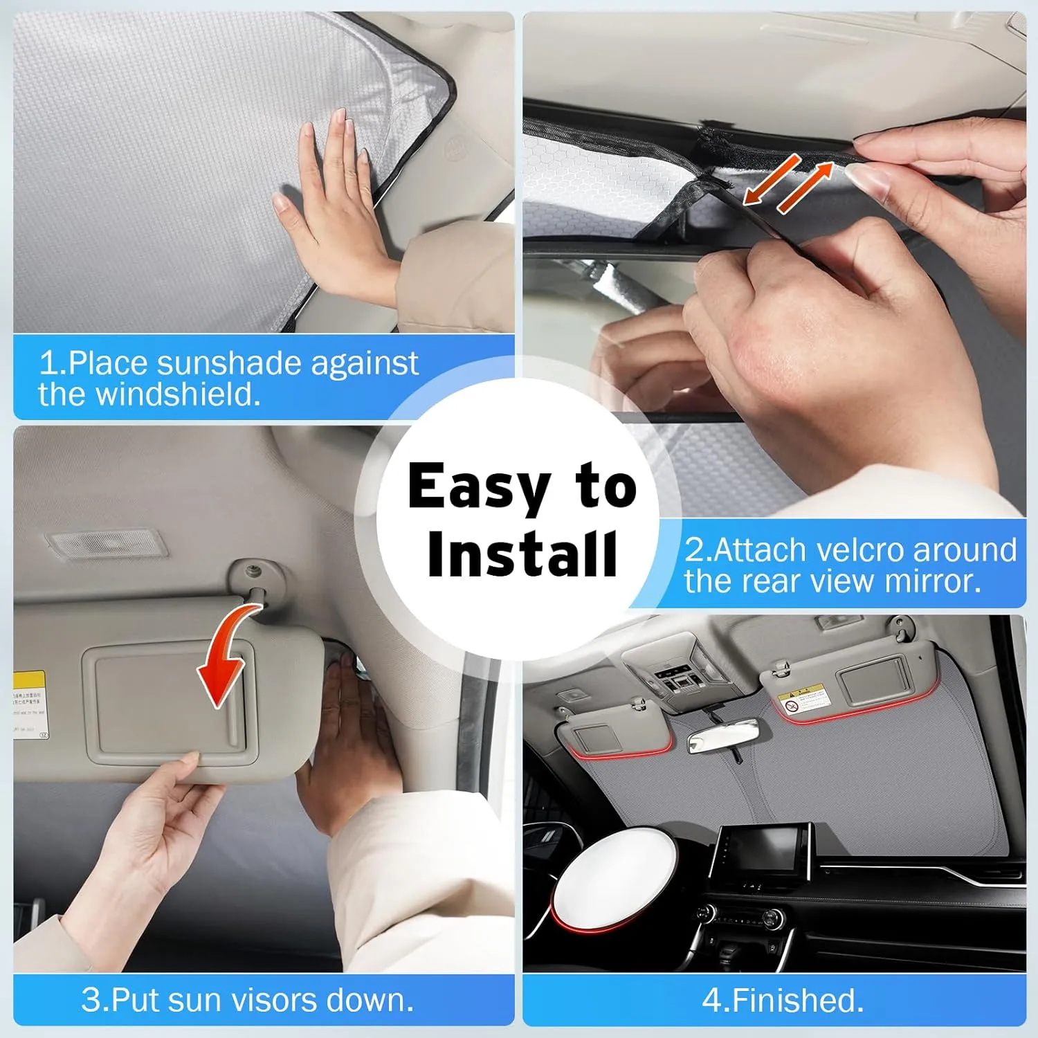 Windshield Sun Shade for 2019-2024 2025 GMC Sierra 1500 2500 3500, Upgraded Heat Insulation Front Window Cover for GMC Sierra, Foldable Windshield ShadeSun Visor Protector for GMC Sierra Accessories