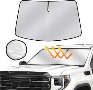 Windshield Sun Shade for 2019-2024 2025 GMC Sierra 1500 2500 3500, Upgraded Heat Insulation Front Window Cover for GMC Sierra, Foldable Windshield ShadeSun Visor Protector for GMC Sierra Accessories