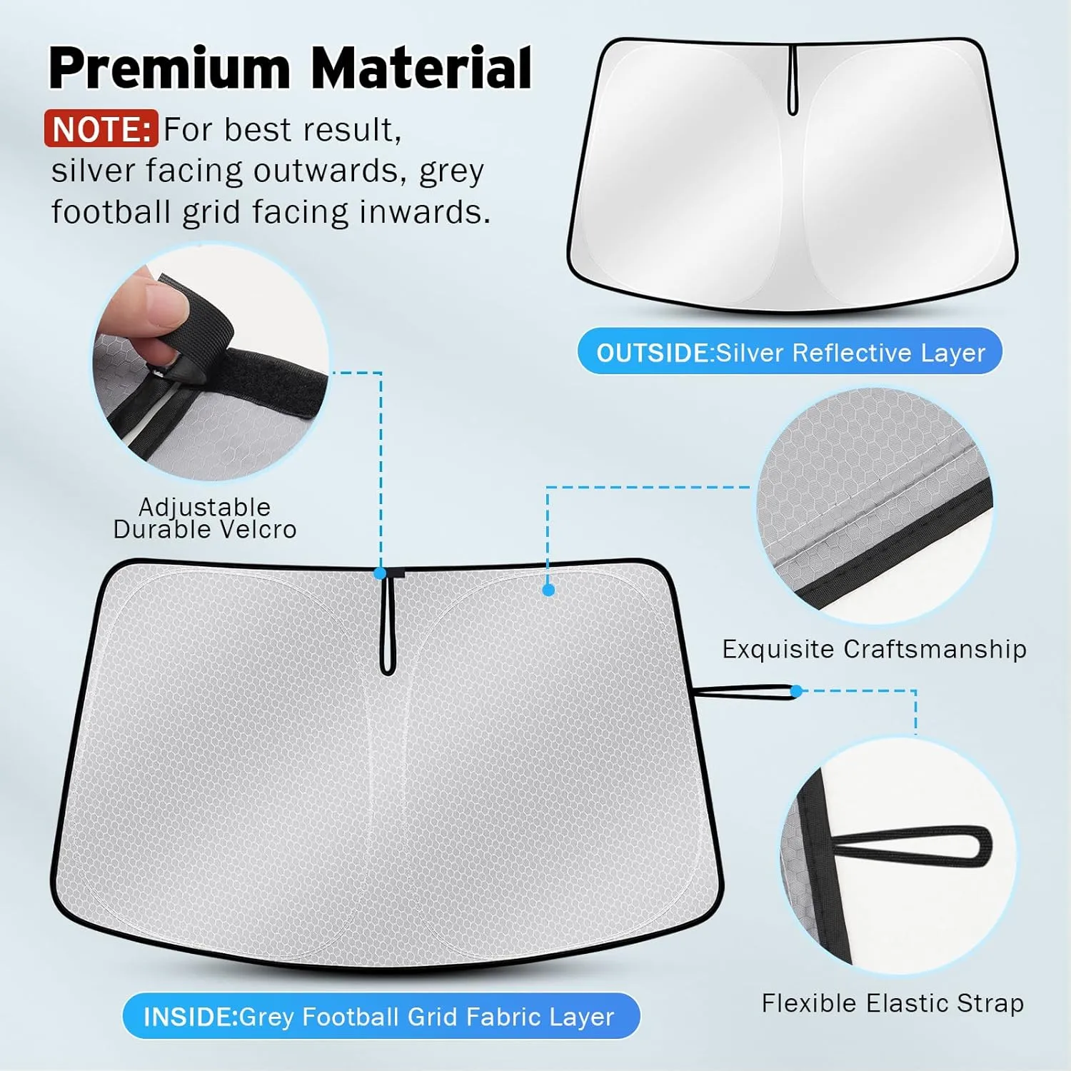 Windshield Sun Shade for 2019-2024 2025 GMC Sierra 1500 2500 3500, Upgraded Heat Insulation Front Window Cover for GMC Sierra, Foldable Windshield ShadeSun Visor Protector for GMC Sierra Accessories