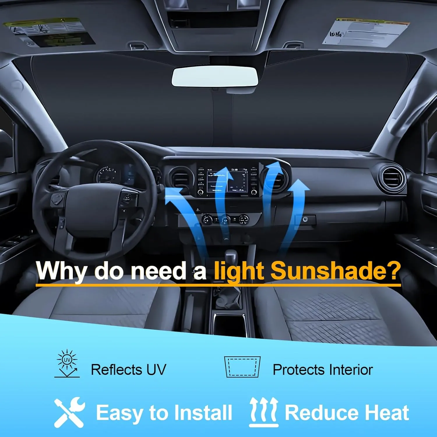 Windshield Sun Shade for 2019-2025 Cadillac XT4 Compatible Accessories-4 Layers Custom Fit Foldable Front Window Sunshade Sun Visor Protector, Block UV Rays Keep Your Car Cooler