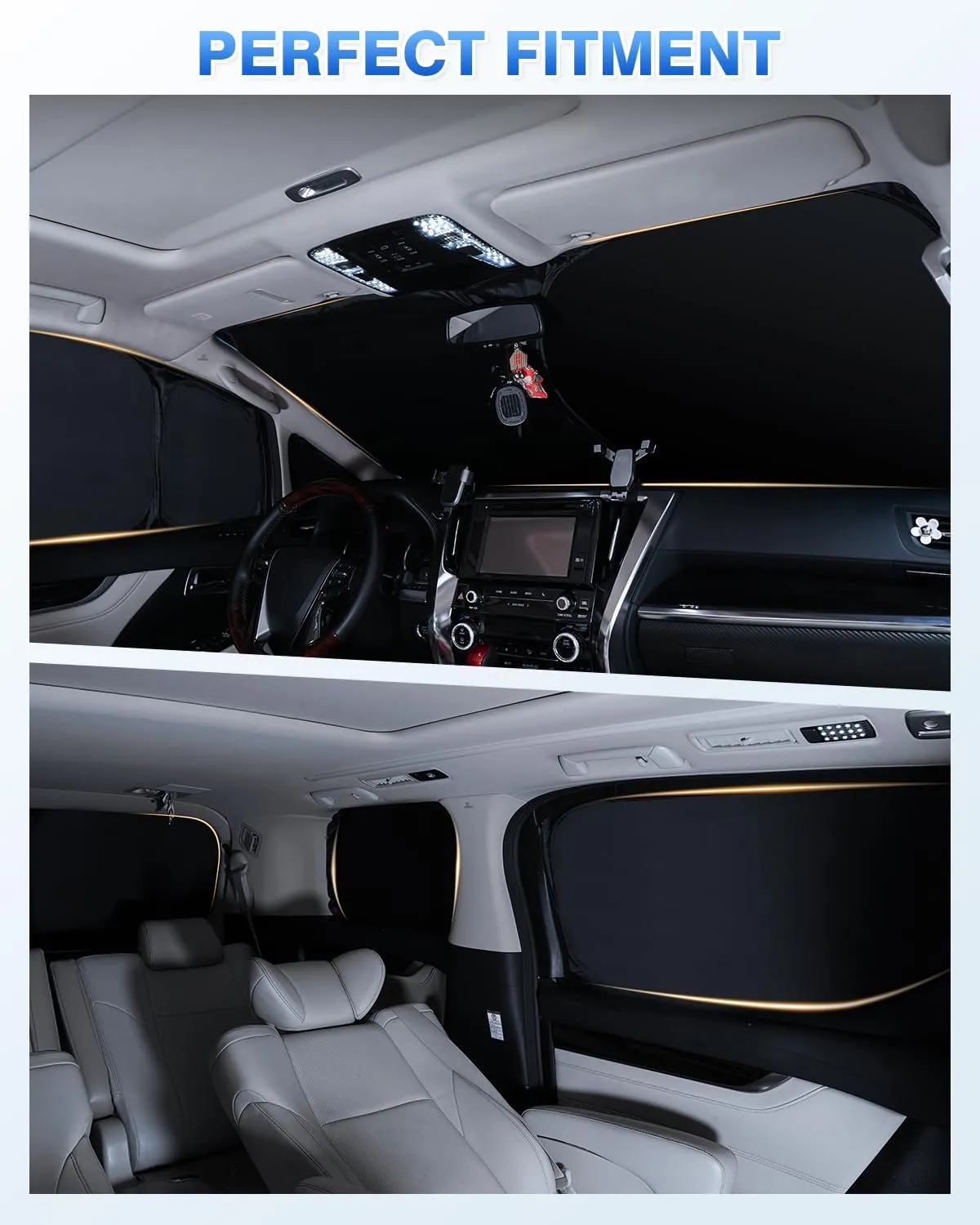 Windshield Sun Shade for 2020-2025 Toyota Highlander Accessories Side Rear Window Shade Cover Set Window Sun Visor Privacy for Camping Keep Vehicle Cool Black 8PCS