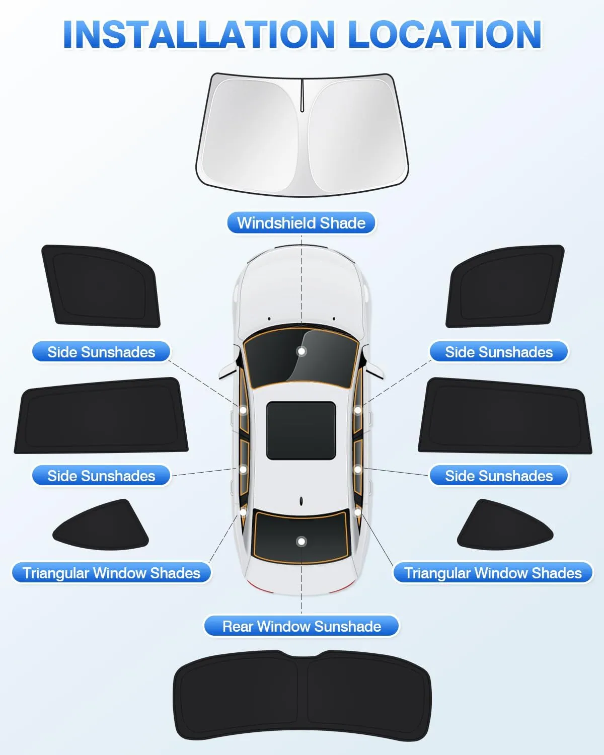 Windshield Sun Shade for 2020-2025 Toyota Highlander Accessories Side Rear Window Shade Cover Set Window Sun Visor Privacy for Camping Keep Vehicle Cool Black 8PCS