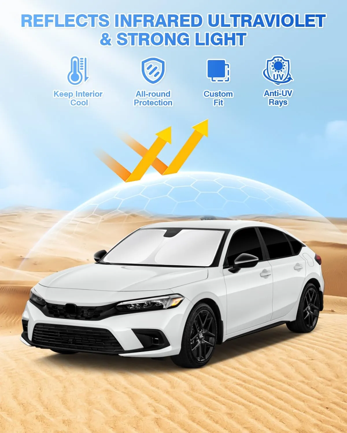 Windshield Sun Shade for 2020-2025 Toyota Highlander Accessories Side Rear Window Shade Cover Set Window Sun Visor Privacy for Camping Keep Vehicle Cool Black 8PCS