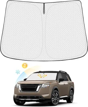 Windshield Sun Shade for 2022-2024 2025 Nissan Pathfinder Accessories Thicken 6-Layer Front Window Sunshade Cover Sun Visor Protector Foldable Block UV Rays Keep Vehicle Cool