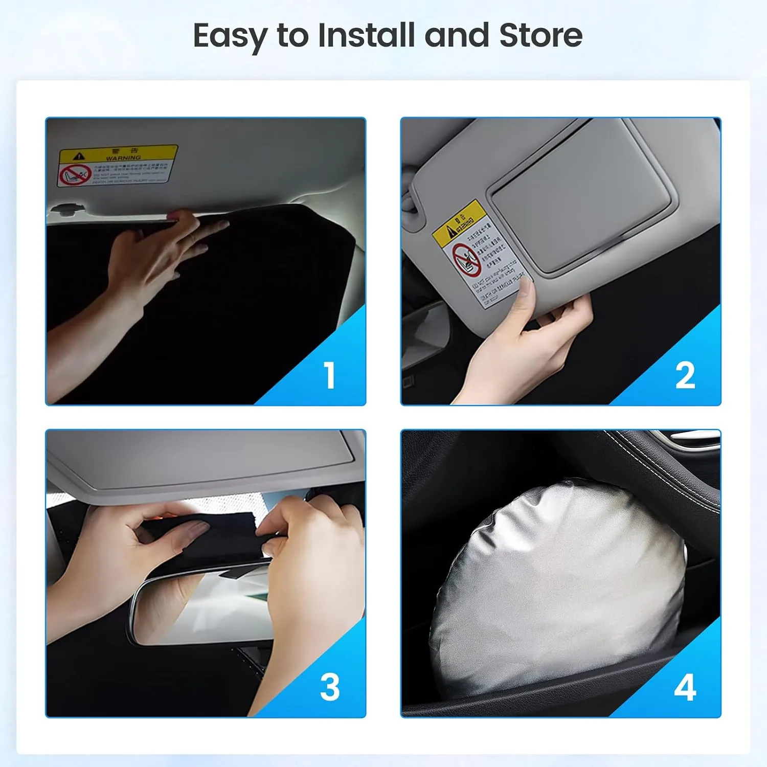 Windshield Sun Shade for Honda Odyssey 2011-2017 Thicken 4-Layer Foldable Front Window Sunshade Cover Sun Visor Protector Block UV Rays