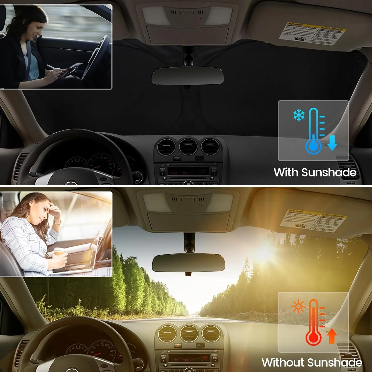 Windshield Sun Shade for Honda Odyssey 2011-2017 Thicken 4-Layer Foldable Front Window Sunshade Cover Sun Visor Protector Block UV Rays