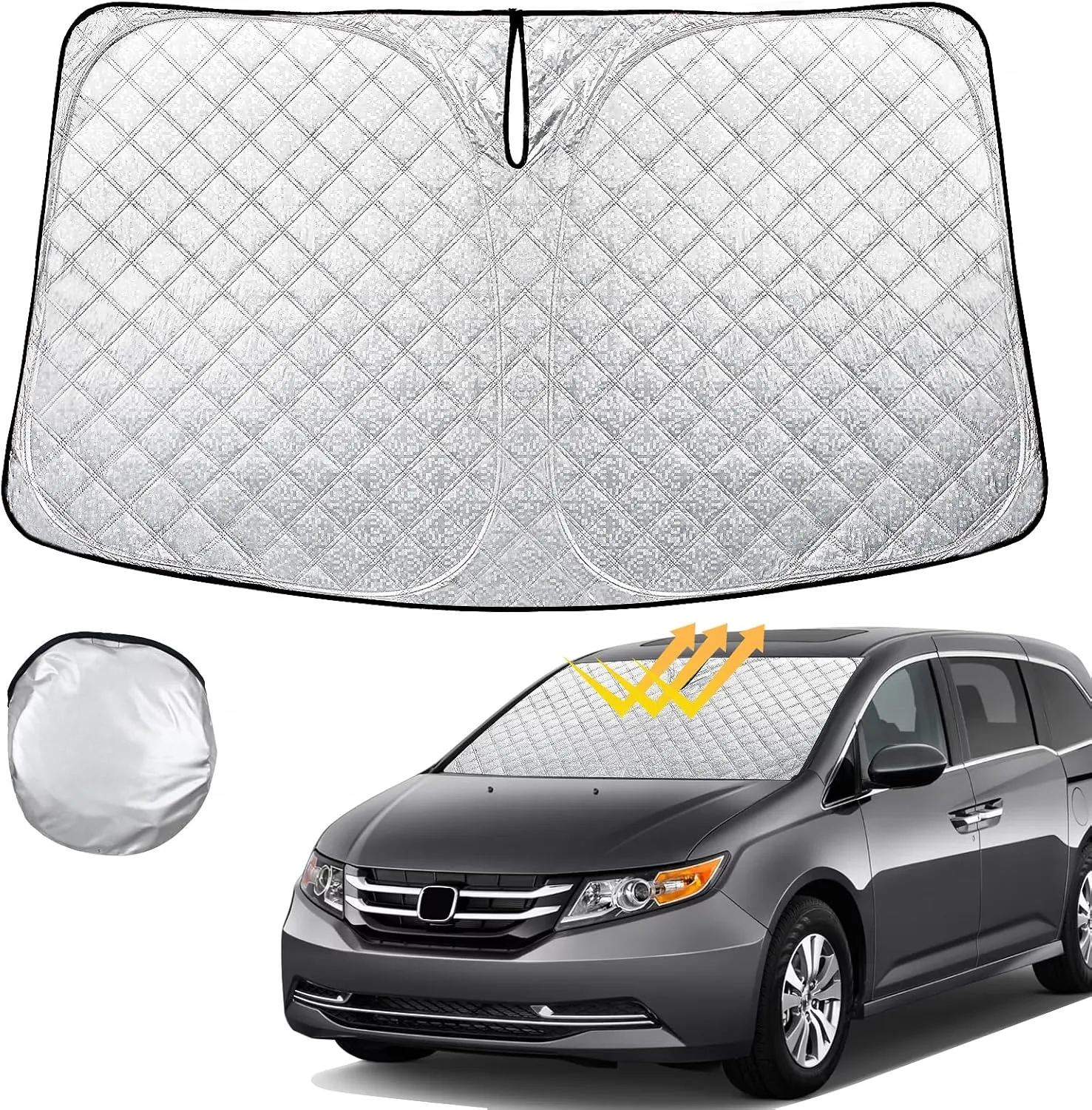 Windshield Sun Shade for Honda Odyssey 2011-2017 Thicken 4-Layer Foldable Front Window Sunshade Cover Sun Visor Protector Block UV Rays