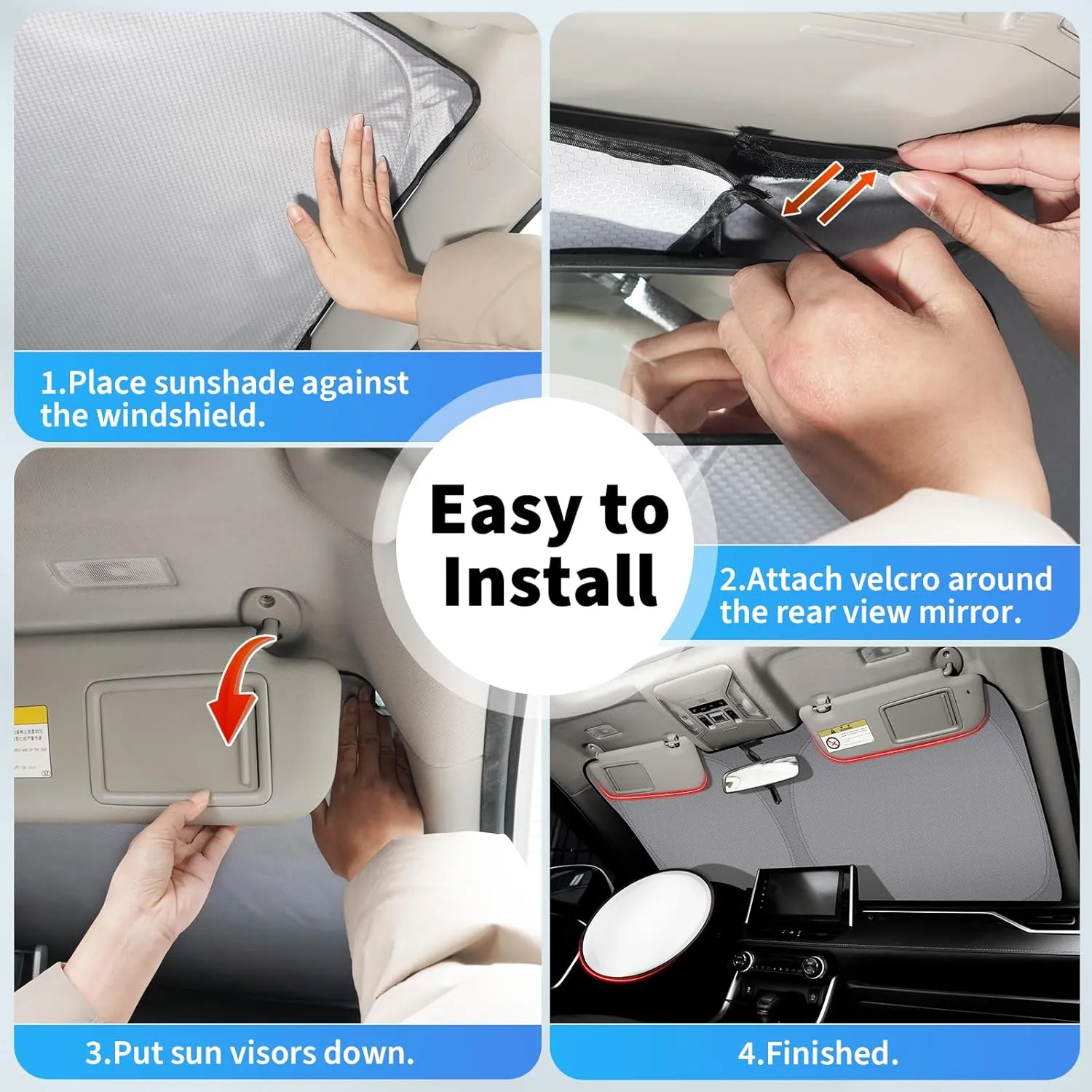 Windshield Sun Shade for Nissan Pathfinder 2022-2024 2025, Upgraded Nano Materials Front Window Shade Cover for Pathfinder Accessories, Foldable Windshield Sunshade UV Rays Protector
