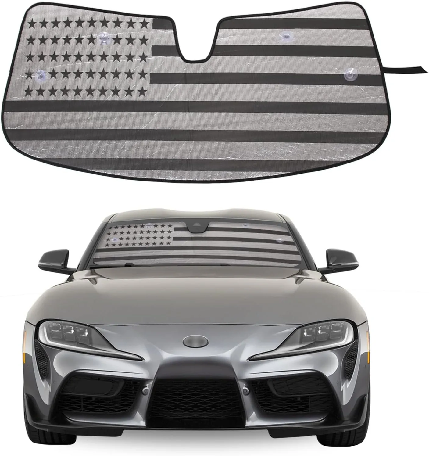 Windshield Sunshade for Toyota Supra J29 2019-2025 Accessories Front Window Sun Shade Foldable Reflective Sun Visor Custom Sunscreen UV Blocker Privacy Protector HeatShield (Black)