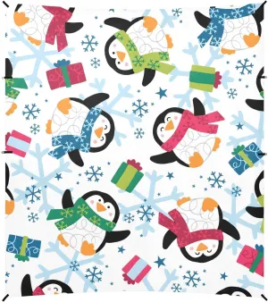 Winter Penguin Snowflakes Beach Tent Canopy 9.2 × 10.5 FT Outdoor Patio Shade Cute Funny Shelters Camping Sun Shelter with Sandbags Anchor Sail