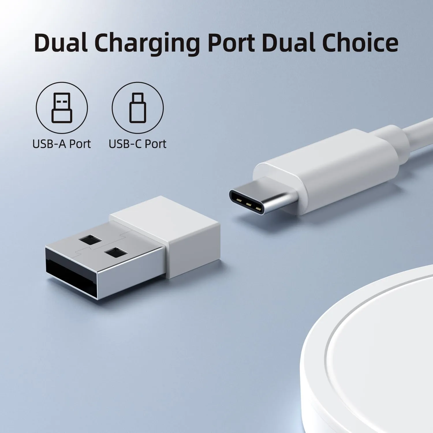 Wireless Charger, 15W Max Fast Magnetic Wireless Charging Pad Compatible with iPhone 15/14/13/12 with USB-A Converter White