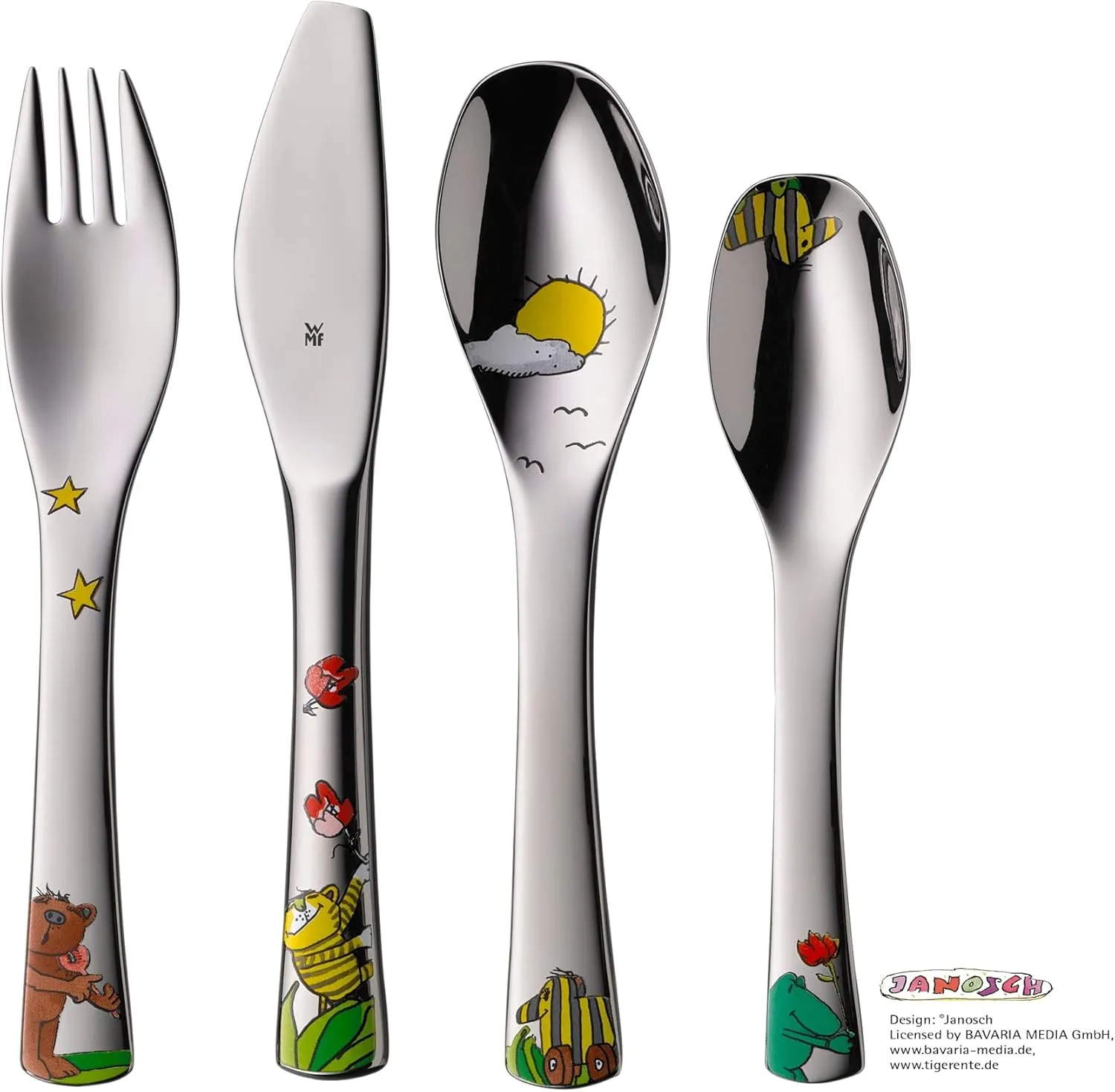 WMF Children's Cutlery Set 4-Piece Janosch Cromargan 18/10 Stainless Steel Polished Suitable from 3 Years