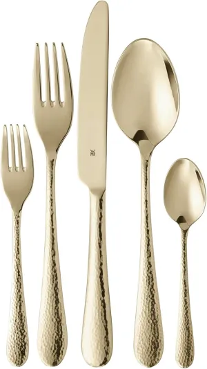 WMF Sitello Gold Edition 30-Piece Cutlery Set for 6 People, Polished Cromargan Stainless Steel, Yellow Shiny Gold Finish